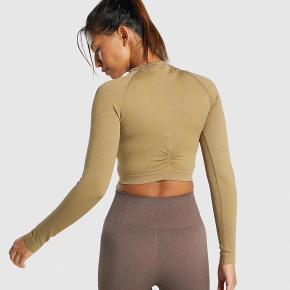 GYMSHARK ADAPT FLECK SEAMLESS LONG SLEEVE CROP TOP - Picture 2 of 9